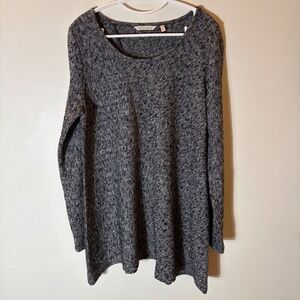 Soft Surroundings Marled Grey Textured Knit Tunic Top Scoop Neck Long Sleeve M